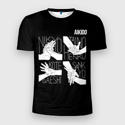 Мужская спорт-футболка Айкидо - техника захвата кисти руки