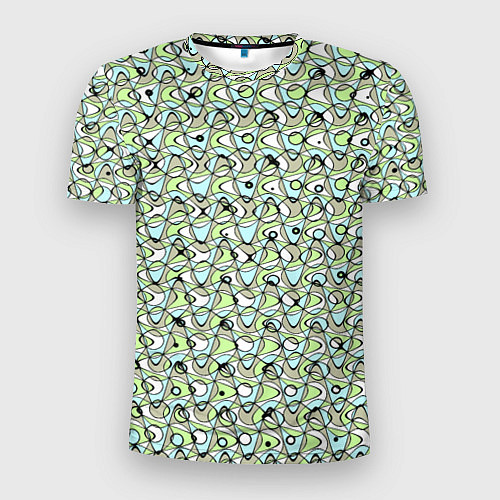 Мужская спорт-футболка Абстрактный паттерн салатово-голубой / 3D-принт – фото 1