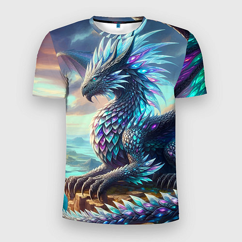 Мужская спорт-футболка Крылатый сказочный дракон - нейросеть / 3D-принт – фото 1