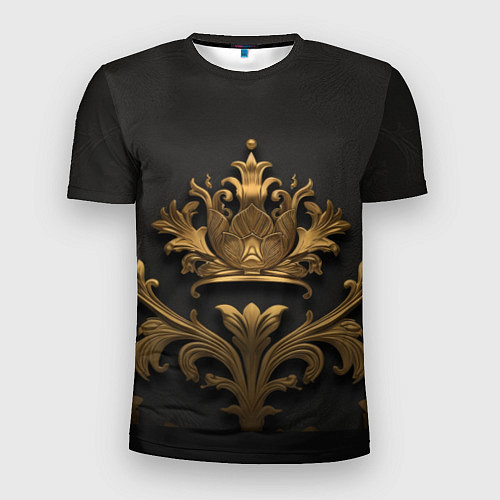 Мужская спорт-футболка Объемная золотая корона с узорами / 3D-принт – фото 1