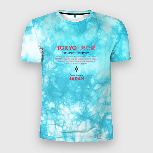 Мужская спорт-футболка Tokyo: tie-dye azure / 3D-принт – фото 1
