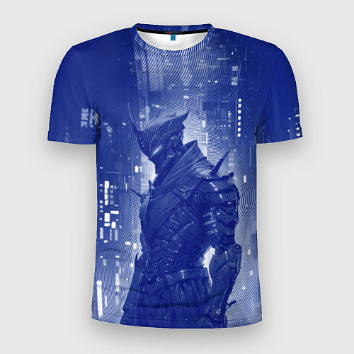 Мужская спорт-футболка Боевой андроид в синих тонах / 3D-принт – фото 1