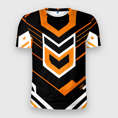 Мужская спорт-футболка Полосы и оранжево-белый шестиугольник / 3D-принт – фото 1