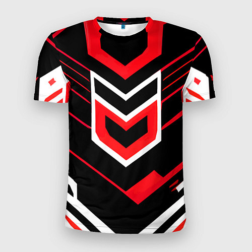 Мужская спорт-футболка Полосы и красно-белый шестиугольник / 3D-принт – фото 1
