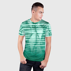 Футболка спортивная мужская Tie-dye green stripes, цвет: 3D-принт — фото 2