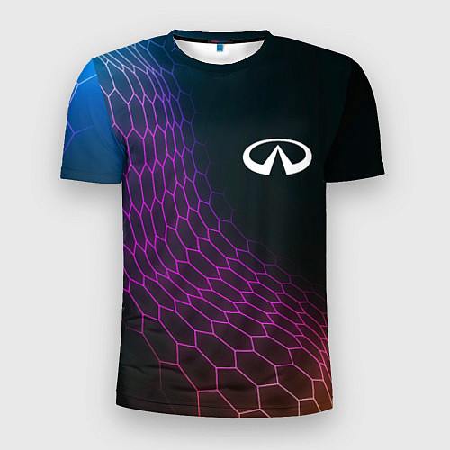 Мужская спорт-футболка Infiniti neon hexagon / 3D-принт – фото 1