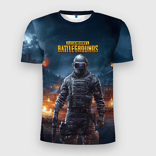 Мужская спорт-футболка PUBG персонаж в ночном городе / 3D-принт – фото 1