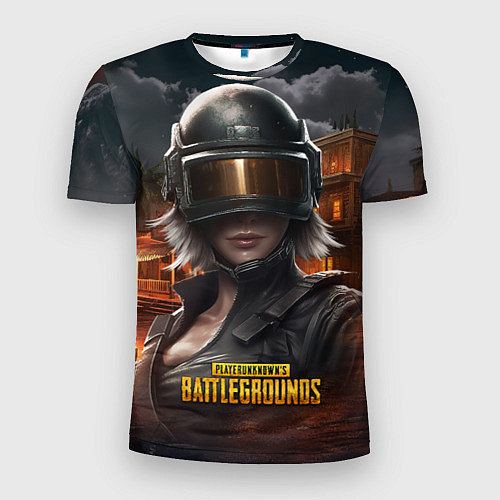 Мужская спорт-футболка PUBG девушка в шлеме / 3D-принт – фото 1