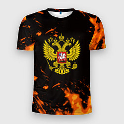 Мужская спорт-футболка Россия огненные краски