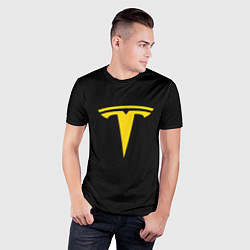 Футболка спортивная мужская Tesla yellow, цвет: 3D-принт — фото 2