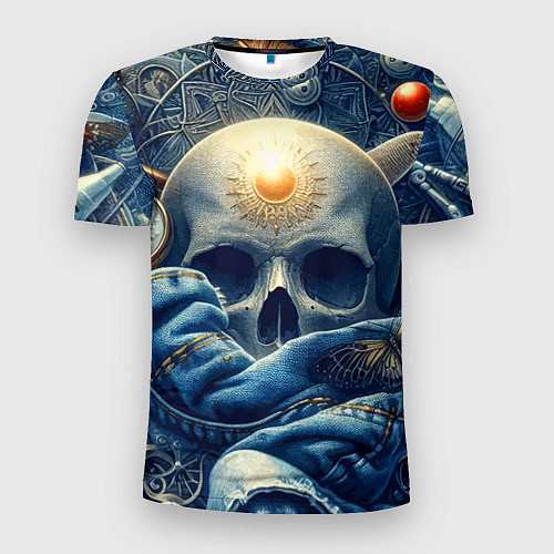 Мужская спорт-футболка Авангардная композиция с черепом - нейросеть / 3D-принт – фото 1