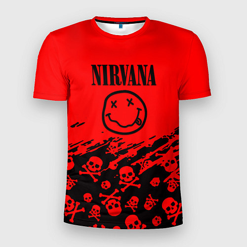 Мужская спорт-футболка Nirvana rock skull / 3D-принт – фото 1