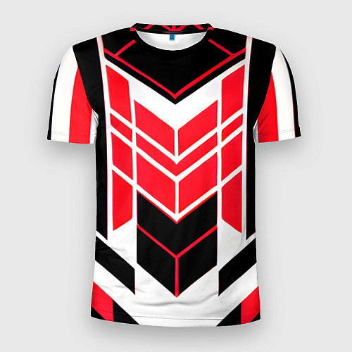 Мужская спорт-футболка Red and white lines on a black background / 3D-принт – фото 1