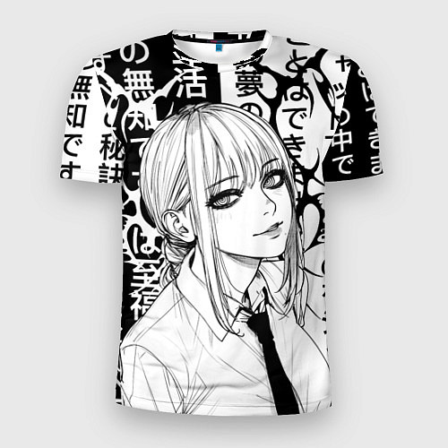 Мужская спорт-футболка Макима аниме черно белое / 3D-принт – фото 1