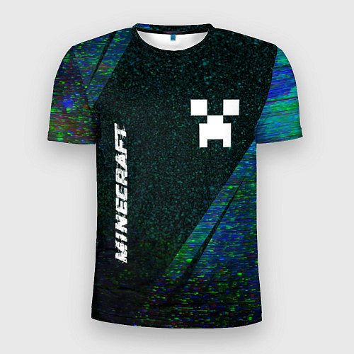Мужская спорт-футболка Minecraft glitch blue / 3D-принт – фото 1