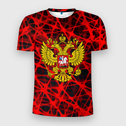 Мужская спорт-футболка Россия текстура символика