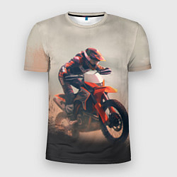 Футболка спортивная мужская Мотоциклист - гонка, цвет: 3D-принт