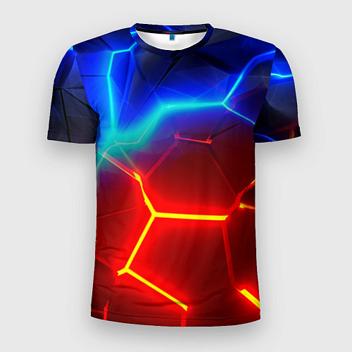 Мужская спорт-футболка Красные плиты с ярким светом / 3D-принт – фото 1