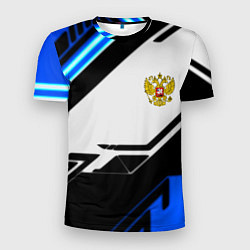 Футболка спортивная мужская Россия геометрия текстура, цвет: 3D-принт