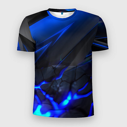 Мужская спорт-футболка Синяя абстракция с плитами / 3D-принт – фото 1