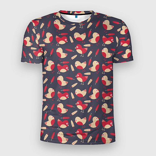 Мужская спорт-футболка Паттерн с птицами и перьями / 3D-принт – фото 1