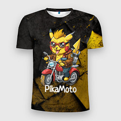 Мужская спорт-футболка Пикачу мотоциклист