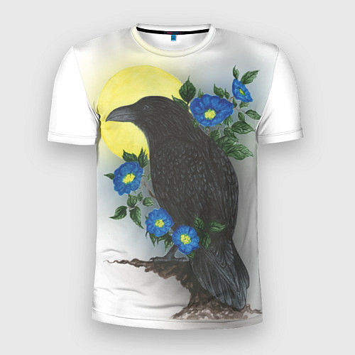 Мужская спорт-футболка Чёрный ворон на ветке / 3D-принт – фото 1