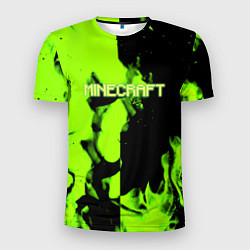 Мужская спорт-футболка Minecraft green logo fire