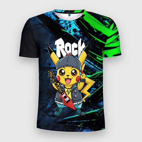 Мужская спорт-футболка Радостный Пикачу рок звезда / 3D-принт – фото 1