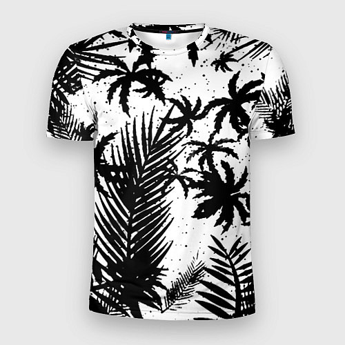 Мужская спорт-футболка Чёрно белые пальмы / 3D-принт – фото 1