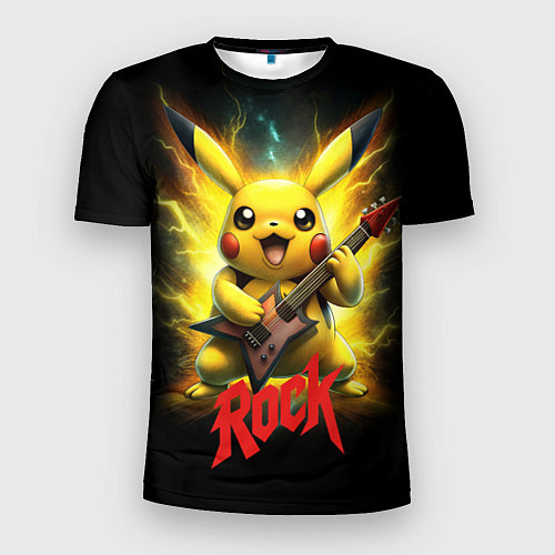 Мужская спорт-футболка Пикачу рок звезда с электрогитарой / 3D-принт – фото 1