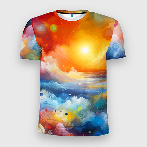 Мужская спорт-футболка Закат солнца - разноцветные облака / 3D-принт – фото 1