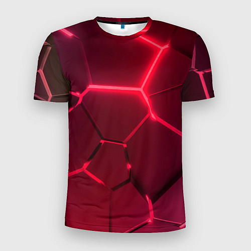Мужская спорт-футболка Маджента неоновые плиты в разломе / 3D-принт – фото 1