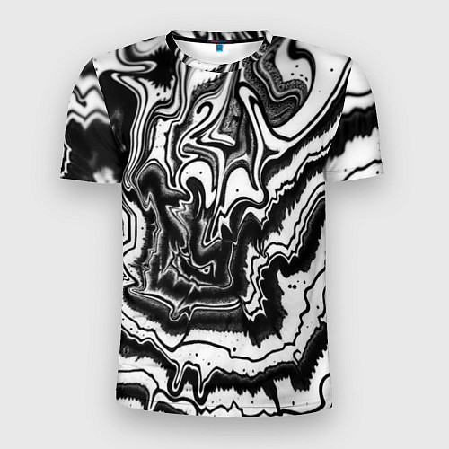 Мужская спорт-футболка Черно-белая абстракция суминагаши / 3D-принт – фото 1