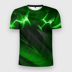 Футболка спортивная мужская Яркая зеленая объемная абстракция, цвет: 3D-принт