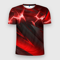 Футболка спортивная мужская Яркая красная объемная абстракция, цвет: 3D-принт