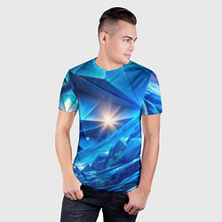 Футболка спортивная мужская Синяя объемная абстракция со вспышкой, цвет: 3D-принт — фото 2