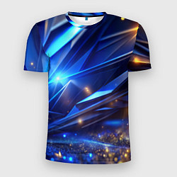 Футболка спортивная мужская Синие плиты и блестки абстракции, цвет: 3D-принт