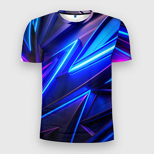 Мужская спорт-футболка Яркие неоновые геометрические линии / 3D-принт – фото 1