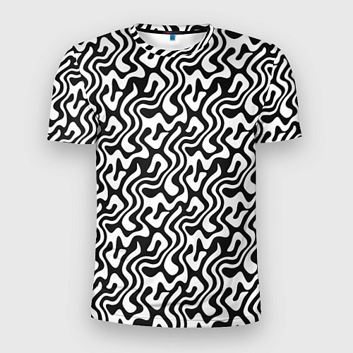Мужская спорт-футболка Черно-белый узор с абстрактными линиями / 3D-принт – фото 1