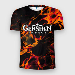 Мужская спорт-футболка Genshin Impact red lava