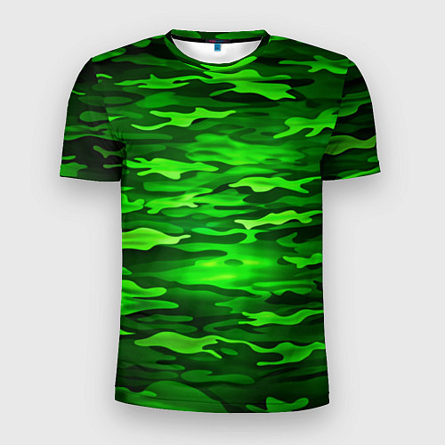 Мужская спорт-футболка Зелёные водоросли-камуфляж / 3D-принт – фото 1