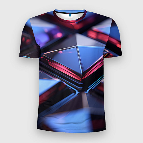 Мужская спорт-футболка Абстрактные фиолетовые плиты со свечением / 3D-принт – фото 1