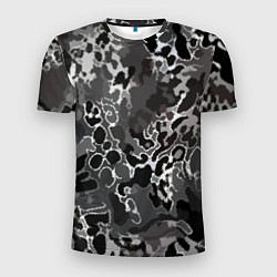Футболка спортивная мужская Чёрно-серый абстракция, цвет: 3D-принт