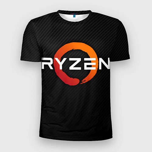 Мужская спорт-футболка AMD ryzen logo carbon black / 3D-принт – фото 1