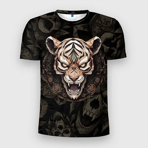 Мужская спорт-футболка Магический тигр с древними рунами / 3D-принт – фото 1