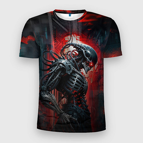 Мужская спорт-футболка Зловещий демонический киборг-скелетор / 3D-принт – фото 1