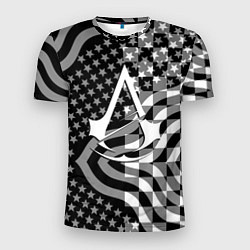 Мужская спорт-футболка Assassins Creed logo game usa