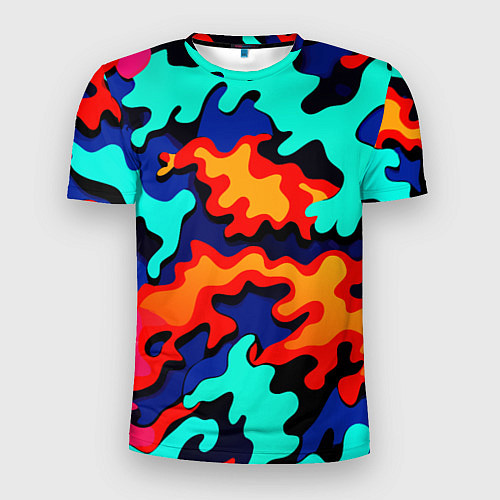 Мужская спорт-футболка Разноцветный кислотный камуфляж / 3D-принт – фото 1