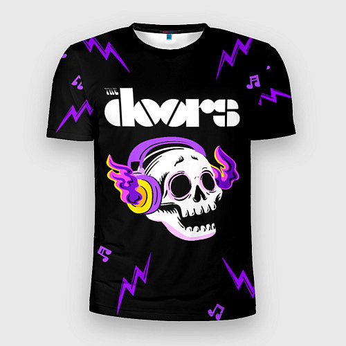 Мужская спорт-футболка The Doors неоновый череп / 3D-принт – фото 1